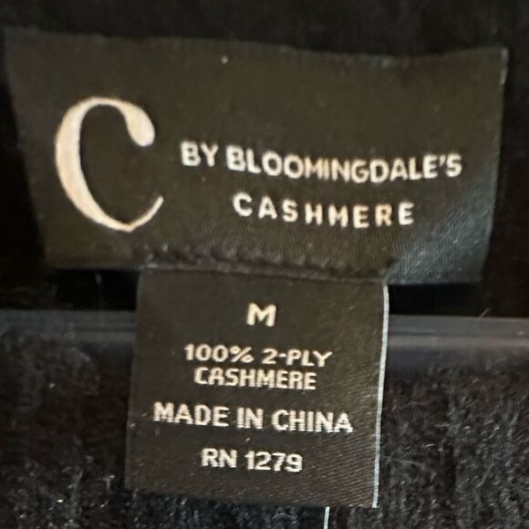 Bloomingdale’s Cashmere Ribbed Short Sleeve Midi Dress Black Size Medium - Picture 6 of 6